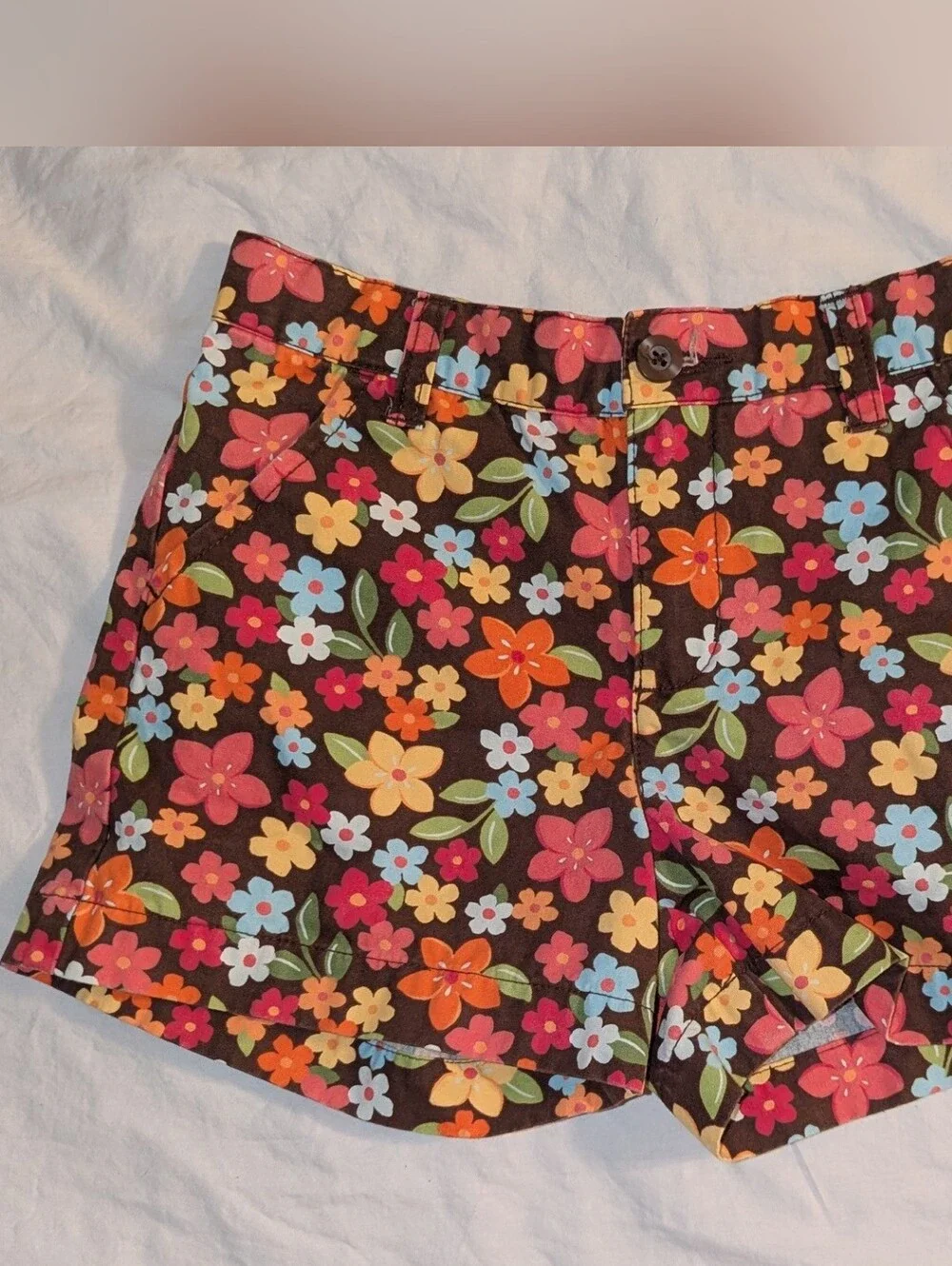 Gymboree Shorts Aloha Sunshine Floral Chino Adjustable Waist Girl's Sz 9